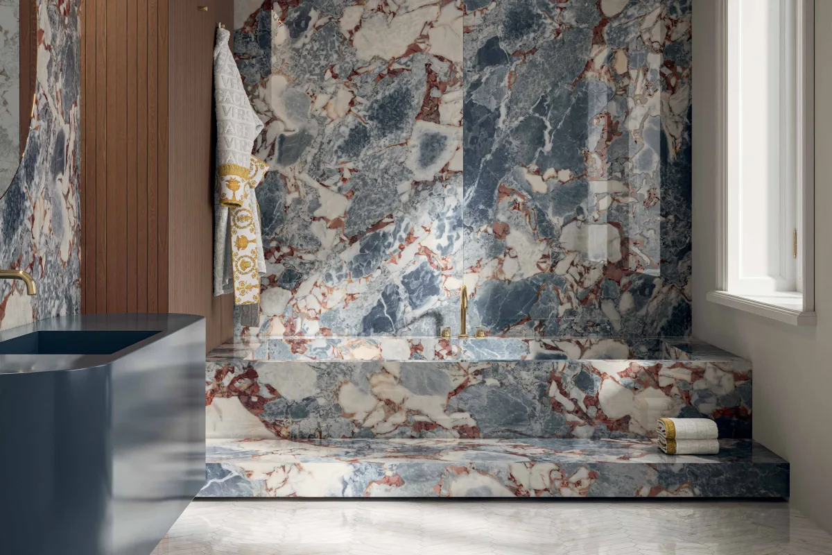 Versace Ceramics Harmony Calacatta bathroom application